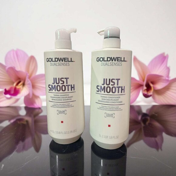 Goldwell Dualsenses Just Smooth Taming Shampoo, Conditioner Liter Duo - Picture 1 of 3